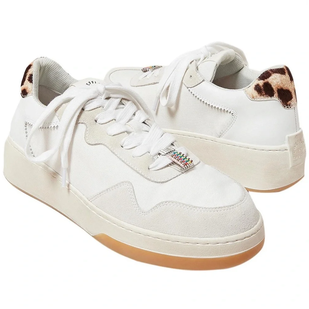 Loeffler Randall Keira Low Top Platform Sneaker Leather Suede Calf Hair Sz 7.5